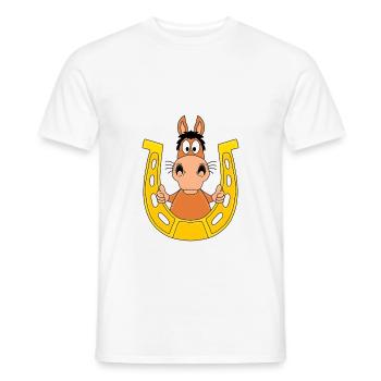 PFERD - HUFEISEN - LIKE - LIKEN - MÖGEN - TIERISCH - Männer T-Shirt - Weiß - Vorne - AI Model Male 178 dark (178cm)