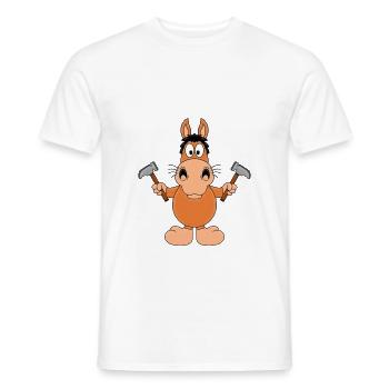 PFERD - HAMMER - HANDWERKER - TIER - TIERISCH - Männer T-Shirt - Weiß - Vorne - AI Model Male 178 dark (178cm)