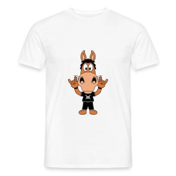 PFERD - MUSIK - ROCK - HEAVY METAL - TIERISCH - Männer T-Shirt - Weiß - Vorne - AI Model Male 178 dark (178cm)