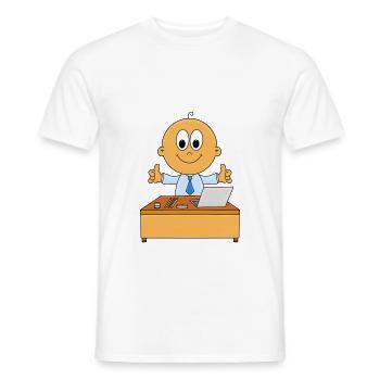 BABY - ARBEIT - SCHREIBTISCH - BOSS - CHEF - KIND - Männer T-Shirt - Weiß - Vorne - AI Model Male 178 dark (178cm)