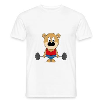 TEDDY - GEWICHTHEBER - FITNESS - SPORT - BÄR - Männer T-Shirt - Weiß - Vorne - AI Model Male 178 dark (178cm)