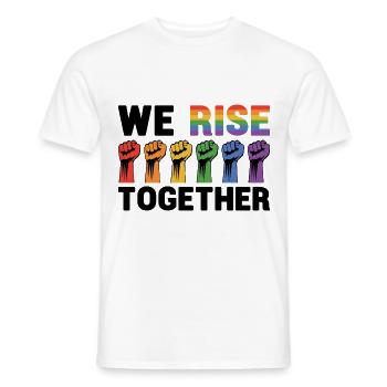 We Rise Together Bisexual Gay Trans Queer Lgbtq Ra - Männer T-Shirt - Weiß - Vorne - AI Model Male 178 dark (178cm)