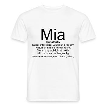 Name Definition Mia - Männer T-Shirt - Weiß - Vorne - AI Model Male 178 dark (178cm)