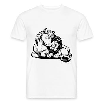 Câlin Cheval Et Lion Amoureux - T-shirt homme - blanc - Devant - AI Model Male 178 dark (178cm)