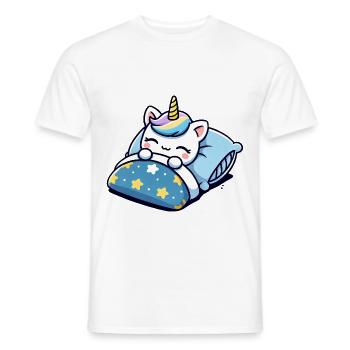 Unicorn Sleeping In Bed At Night Time - Männer T-Shirt - Weiß - Vorne - AI Model Male 178 dark (178cm)