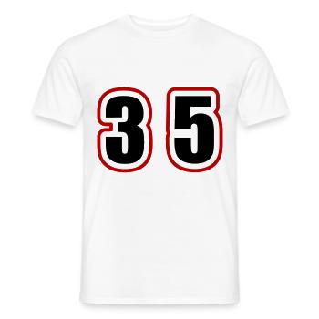 35 Number College - Men's T-Shirt - white - Front - AI Model Male 178 dark (178cm)