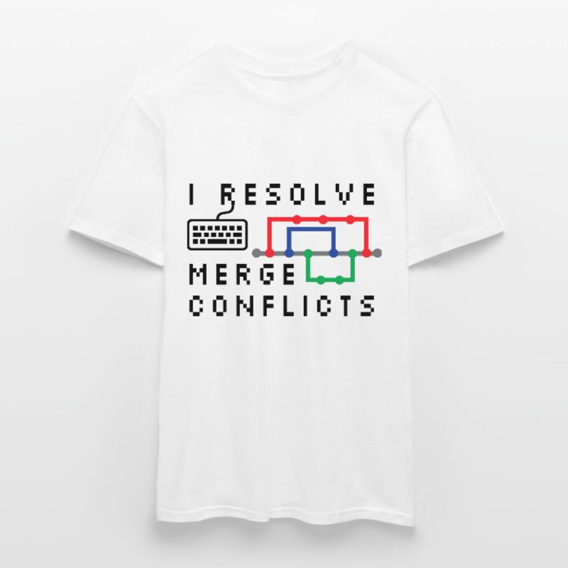 I Resolve Merge Conflicts Coding Programming Devel Männer T-Shirt