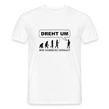 Mensch Affe Evolution Lustiger Spruch Umwelt - Männer T-Shirt - Weiß - Vorne - AI Model Male 178 dark (178cm)