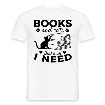Des livres et des chats, c'est tout ce dont j'ai besoin Bookworm - T-shirt homme - blanc - Devant - AI Model Male 178 dark (178cm)