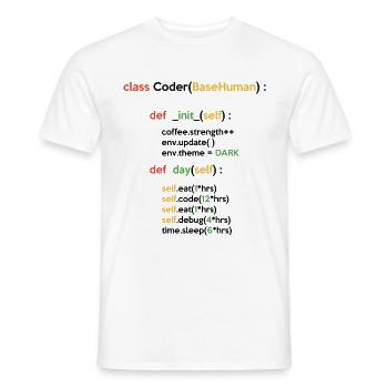 Class Coder Base Human Programming Coder Computer - Männer T-Shirt - Weiß - Vorne - AI Model Male 178 dark (178cm)