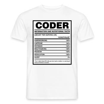 Coder Nutritional Facts Coder Programmer Computer - Männer T-Shirt - Weiß - Vorne - AI Model Male 178 dark (178cm)
