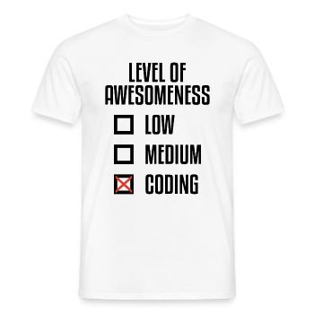 Level Of Awesomeness Low Medium Coding Programming - Männer T-Shirt - Weiß - Vorne - AI Model Male 178 dark (178cm)