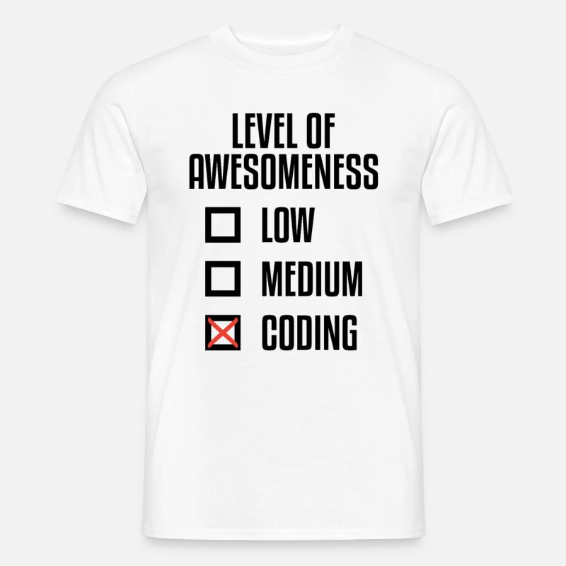Level Of Awesomeness Low Medium Coding Programming - Männer T-Shirt - Weiß