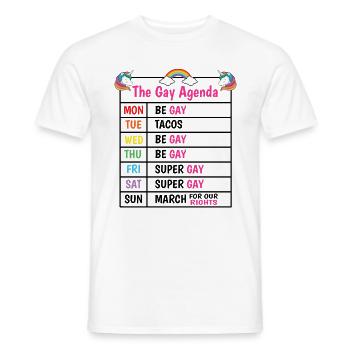 The Gay Agenda Be Gay Pride Bisexual Love Rainbow - Männer T-Shirt - Weiß - Vorne - AI Model Male 178 dark (178cm)