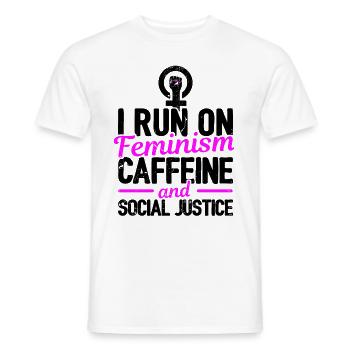 I Run On Feminism Caffeine And Social Justice Gay - Männer T-Shirt - Weiß - Vorne - AI Model Male 178 dark (178cm)