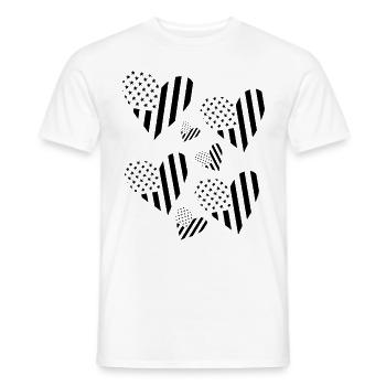 July 4 US Flag Hearts American Flags Hearts 4. - Men's T-Shirt - white - Front - AI Model Male 178 dark (178cm)