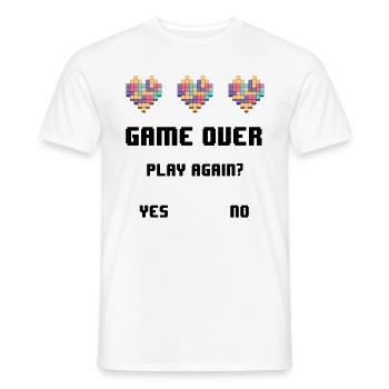 Game Over Play Again Yes No Video Game Player Gami - Männer T-Shirt - Weiß - Vorne - AI Model Male 178 dark (178cm)