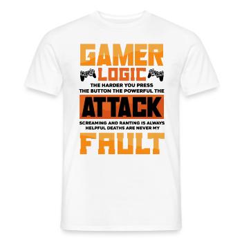 Gamer Logic The Harder You Press The Button Video - Männer T-Shirt - Weiß - Vorne - AI Model Male 178 dark (178cm)