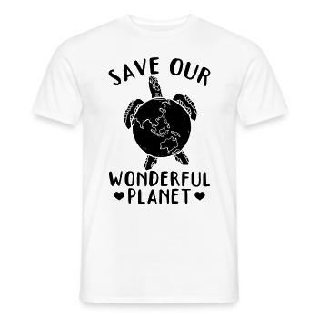 Save our wonderful planet Turtle Earth - Men's T-Shirt - white - Front - AI Model Male 178 dark (178cm)