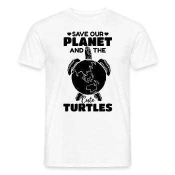 Mignon Turtle Earth Day Sauvez notre planète et - T-shirt homme - blanc - Devant - AI Model Male 178 dark (178cm)