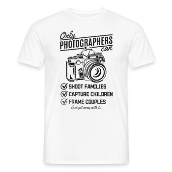 Camera Photographer Photography Lover Funny Photo - Men's T-Shirt - white - Front - AI Model Male 178 dark (178cm)