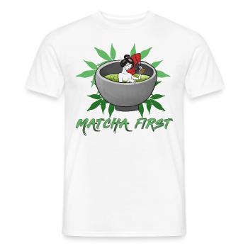 Asian Japanese Tea Matcha Tea I Gift - Men's T-Shirt - white - Front - AI Model Male 178 dark (178cm)