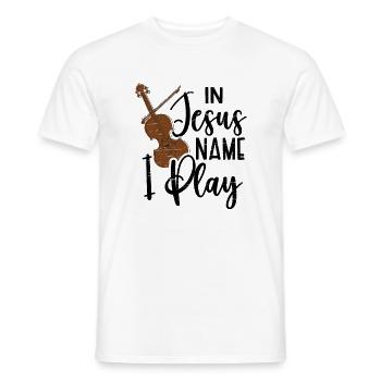 Jesus Name Geigenmusiker Musikgeiger - Männer T-Shirt - Weiß - Vorne - AI Model Male 178 dark (178cm)