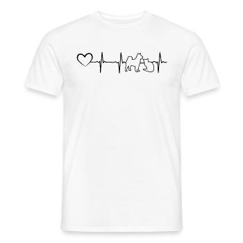 Heartbeat Dog & Cat Heartbeat Niedlicher - Männer T-Shirt - Weiß - Vorne - AI Model Male 178 dark (178cm)