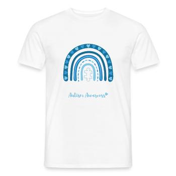 Autisme Sensibilisation à l’autisme Porter une chemise de soutien bleue - T-shirt homme - blanc - Devant - AI Model Male 178 dark (178cm)
