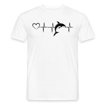 Delphin Heartbeat Heart Delfin Lover Delphin Cute - Männer T-Shirt - Weiß - Vorne - AI Model Male 178 dark (178cm)