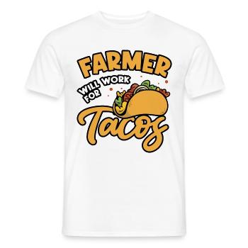 Farm Will Work For Tacos Farming Tractor Driving A - Männer T-Shirt - Weiß - Vorne - AI Model Male 178 dark (178cm)