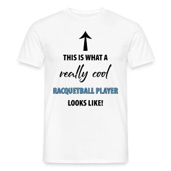 this is what a really cool RACQUETBALL player look - Men's T-Shirt - white - Front - AI Model Male 178 dark (178cm)
