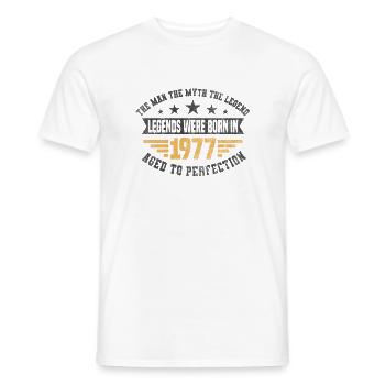 Legends were born in 1977 born 1977 birthday - Men's T-Shirt - white - Front - AI Model Male 178 dark (178cm)