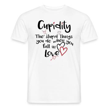 Cupidity Valentine's Day Love Makes Stupid Shirt - Men's T-Shirt - white - Front - AI Model Male 178 dark (178cm)