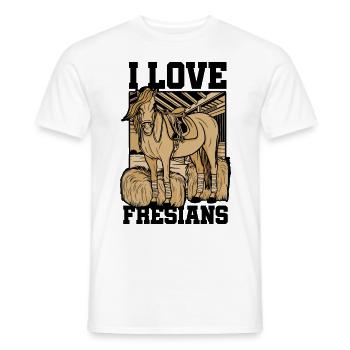 I Love Fresians Equestrian Horse Lover Horse Ridin - Männer T-Shirt - Weiß - Vorne - AI Model Male 178 dark (178cm)