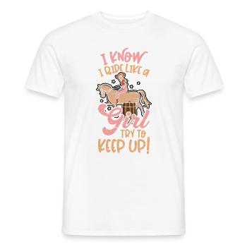 Barrel Racing Rodeo Reitpferd Barrel Racer - Männer T-Shirt - Weiß - Vorne - AI Model Male 178 dark (178cm)