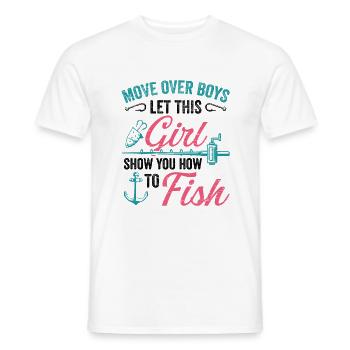 Fishing Girls Rod Fisher Fish Fisherman Fishing - Men's T-Shirt - white - Front - AI Model Male 178 dark (178cm)
