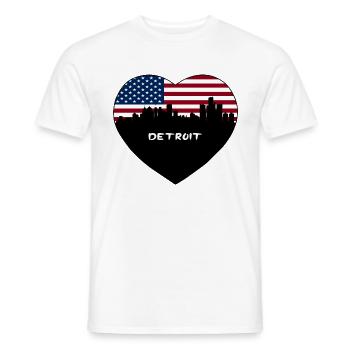Detroit Michigan USA Flag Skyline Souvenir de voyage - T-shirt homme - blanc - Devant - AI Model Male 178 dark (178cm)