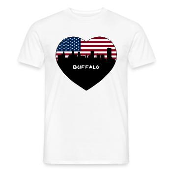 Buffalo New York USA Flag Skyline Travel Souvenir - Men's T-Shirt - white - Front - AI Model Male 178 dark (178cm)