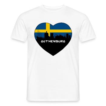 Gothenburg Sweden Flag Skyline Travel Souvenir - Men's T-Shirt - white - Front - AI Model Male 178 dark (178cm)