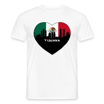 Tijuana Mexico Flag Skyline Travel Souvenir - Men's T-Shirt - white - Front - AI Model Male 178 dark (178cm)