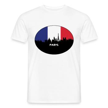 Paris France Flag Skyline Travel Souvenir - Men's T-Shirt - white - Front - AI Model Male 178 dark (178cm)