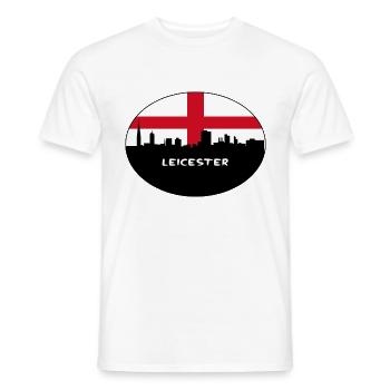 Leicester Angleterre Flag Skyline Souvenir de voyage - T-shirt homme - blanc - Devant - AI Model Male 178 dark (178cm)