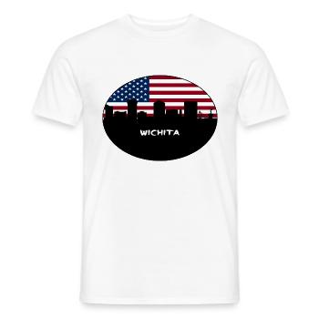Wichita Kansas USA Flagge Skyline Reise Souvenir - Männer T-Shirt - Weiß - Vorne - AI Model Male 178 dark (178cm)
