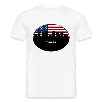 Tampa Florida USA Flag Skyline Travel Souvenir - Men's T-Shirt - white - Front - AI Model Male 178 dark (178cm)