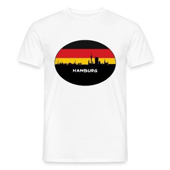 Hambourg Allemagne Flag Skyline Silhouette Voyage - T-shirt homme - blanc - Devant - AI Model Male 178 dark (178cm)