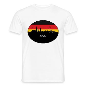 Kiel Germany Flag Skyline Silhouette Travel - Men's T-Shirt - white - Front - AI Model Male 178 dark (178cm)