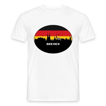 Brême Allemagne Flag Skyline Silhouette Voyage - T-shirt homme - blanc - Devant - AI Model Male 178 dark (178cm)