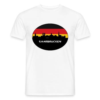 Sarrebruck Allemagne Flag Skyline Silhouette Voyage - T-shirt homme - blanc - Devant - AI Model Male 178 dark (178cm)