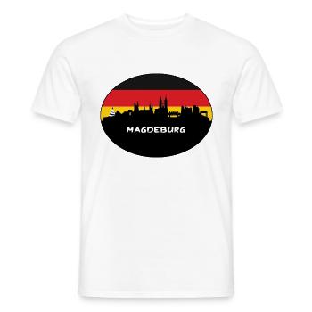 Magdeburg Deutschland Flagge Skyline Silhouette Reisen - Männer T-Shirt - Weiß - Vorne - AI Model Male 178 dark (178cm)